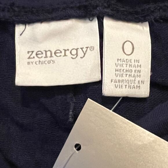 Chicos Zenergy Pants Womens Size 4 Blue Pull On Ruched Hem Mid Rise Pants NWT - Picture 2 of 9